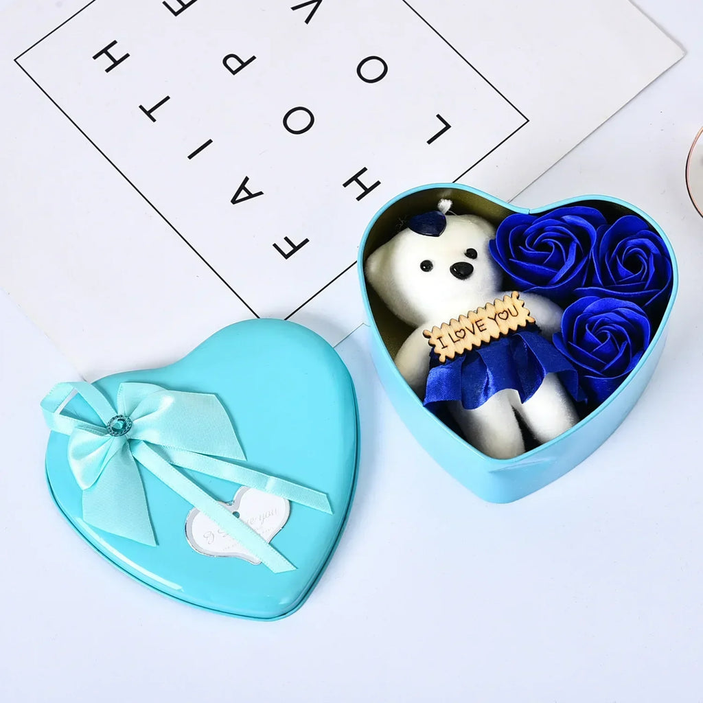 Bear Soap Rose Gift Box Valentines Day Flower Love Box Bears Bouquet Wedding Birthday Home Party Decoration