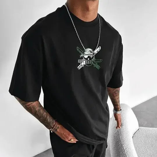 One Piece Japanese Anime Men's T-Shirt Roronoa Zoro Boy Children's Cotton Y2K Harajuku Trend Short Sleeve