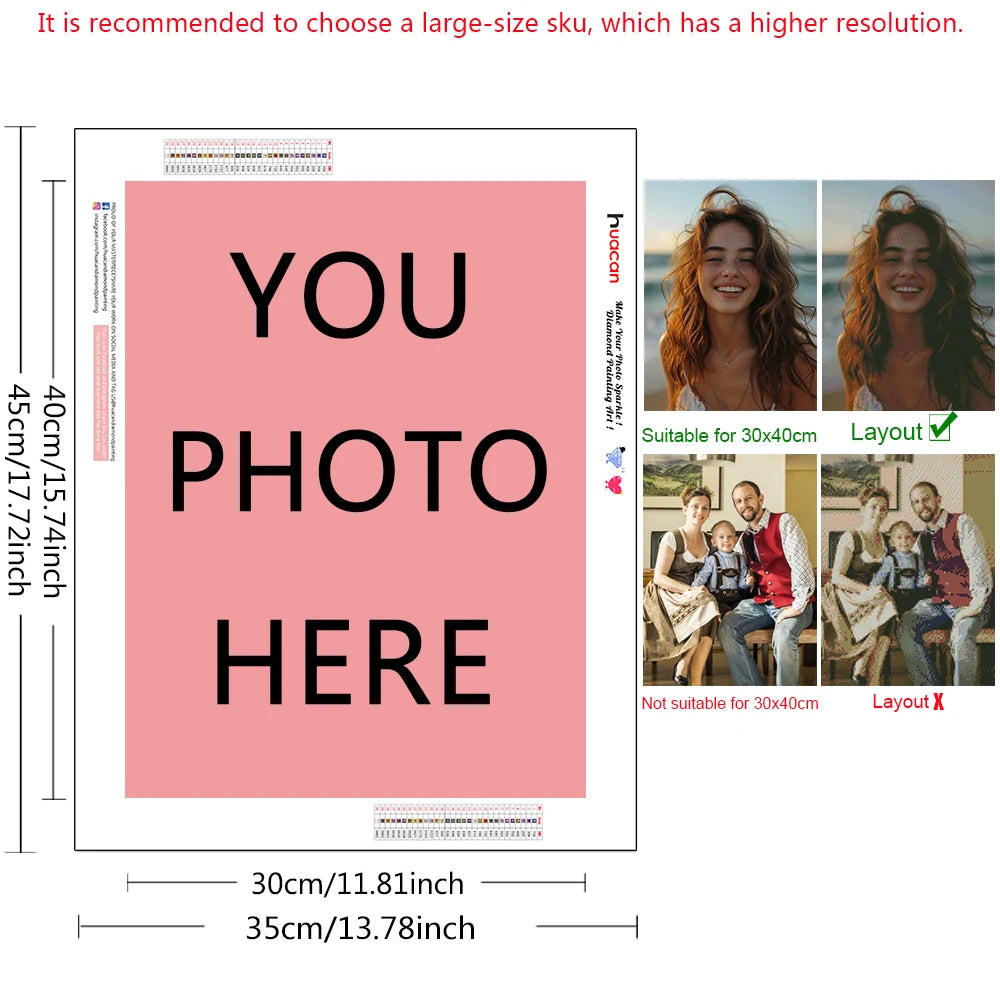 HUACAN Customizable Diamond Mosaic With Your Own Photo Diamond Painting Full Square Round Decoration Living Room Holiday Gifts