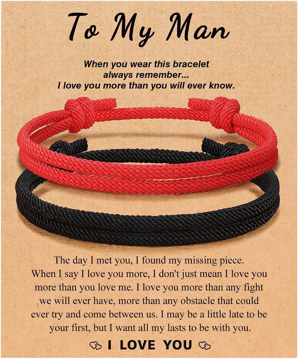 Couples Bracelets To My Men, Boyfriend, Girlfriend, My Love - Anniversary Valentines Day Birthday Christmas Gift for Him and Her