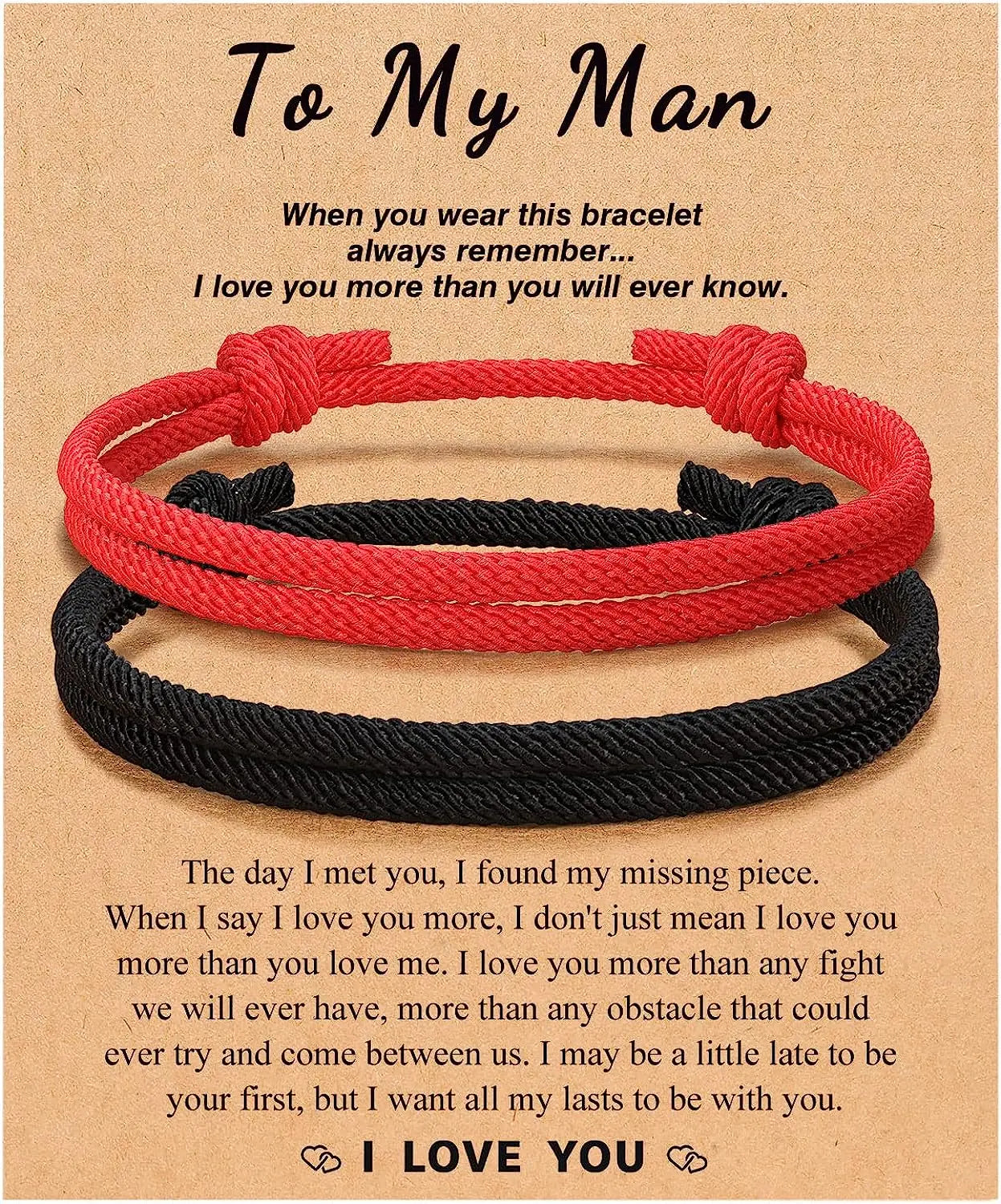 Couples Bracelets To My Men, Boyfriend, Girlfriend, My Love - Anniversary Valentines Day Birthday Christmas Gift for Him and Her