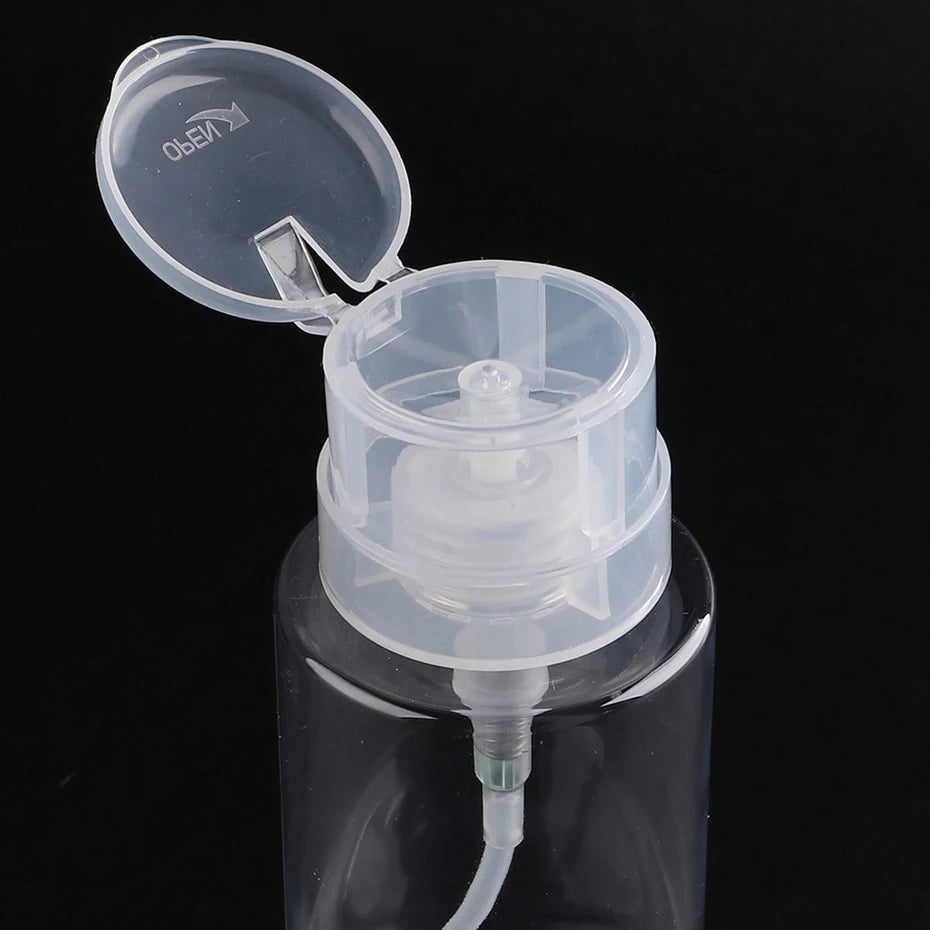 200ML Empty Pump Liquid Alcohol Press Nail Polish Remover Cleaner Bottle Nail Refillable Bottle Dispenser Manicure Container