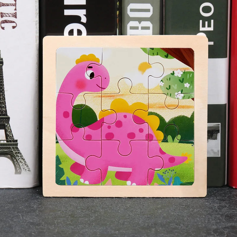 Hot Sale 11X11CM Kids Wooden Puzzle Baby Cartoon Animal Traffic Tangram Wood Puzzle Educational Jigsaw Toys For Children Gifts