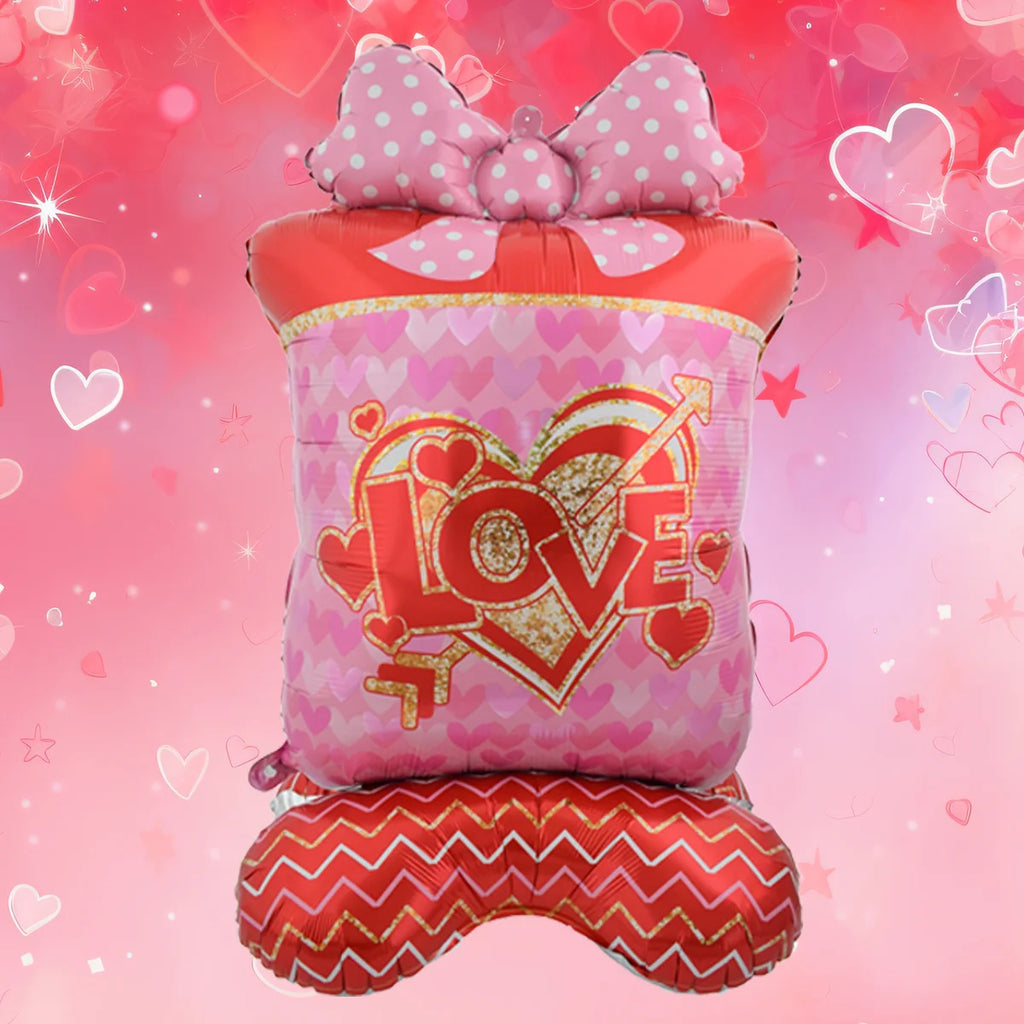 Large Valentine Stand Pedestal Kiss Me Love Heart Shape Foil Balloons Valentine's Day Wedding Decorations Engagement Decor