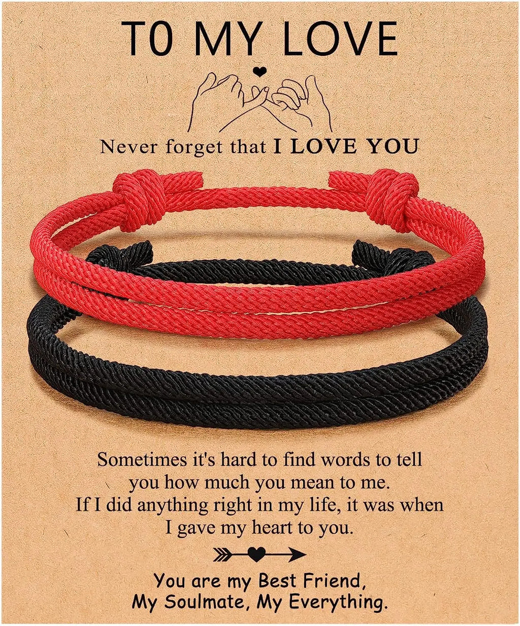 Couples Bracelets To My Men, Boyfriend, Girlfriend, My Love - Anniversary Valentines Day Birthday Christmas Gift for Him and Her
