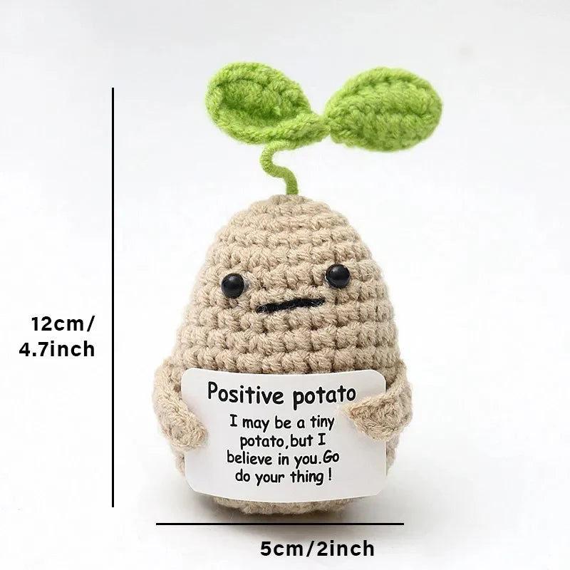 Positive Energy Crochet Doll Pocket Hug Handmade Knitted Plush Potato Plant Avocado Bee Turtle Duck Funny Emotional Support Gift