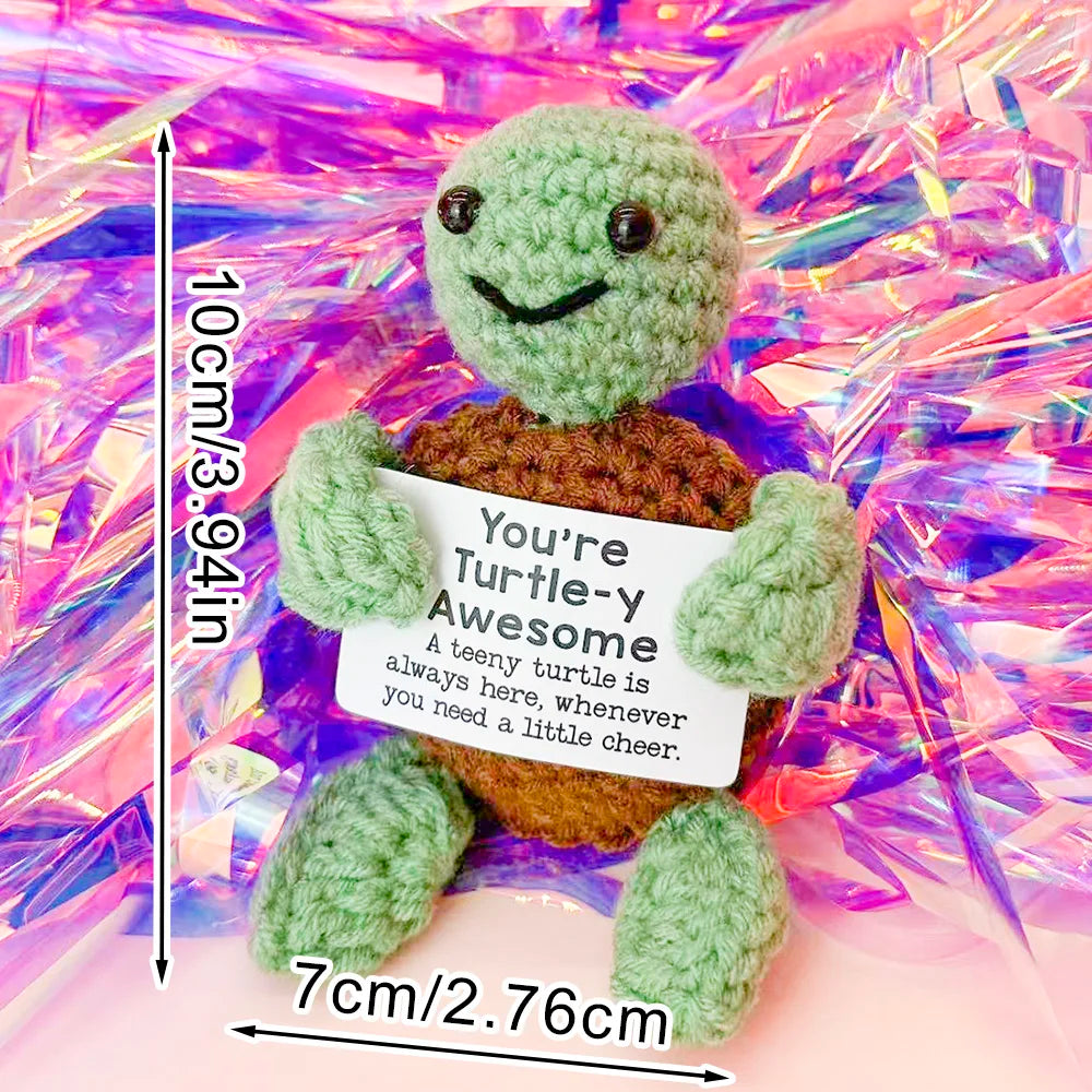 Positive Energy Crochet Doll Pocket Hug Handmade Knitted Plush Potato Plant Avocado Bee Turtle Duck Funny Emotional Support Gift