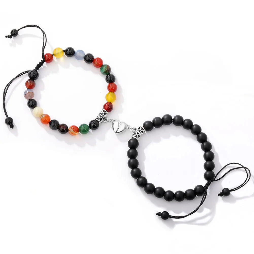 Magnet Couple Bracelets for Woman Men Romantic Heart Matching Lovers Natural Stone Beads Yoga Bracelet Valentine Gift Jewelry