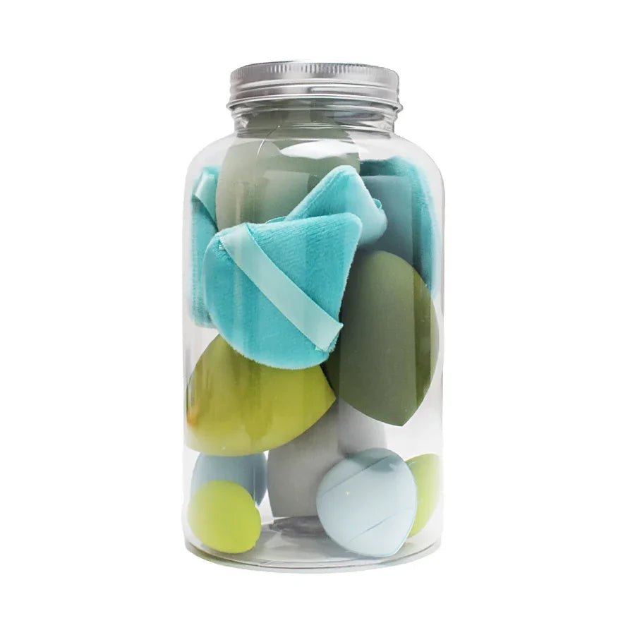 14Pcs/Set Makeup Sponge Set with Storage Jar Velvet Beauty Blenders Makeup Sponge Finger Puff Foundation Cosmetic Puffs