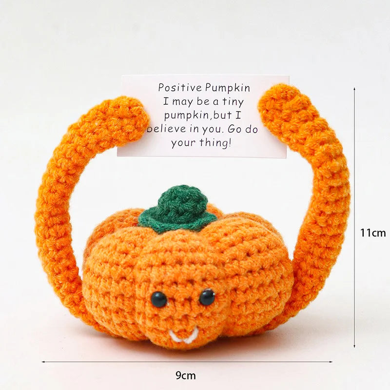 Positive Energy Crochet Doll Pocket Hug Handmade Knitted Plush Potato Plant Avocado Bee Turtle Duck Funny Emotional Support Gift