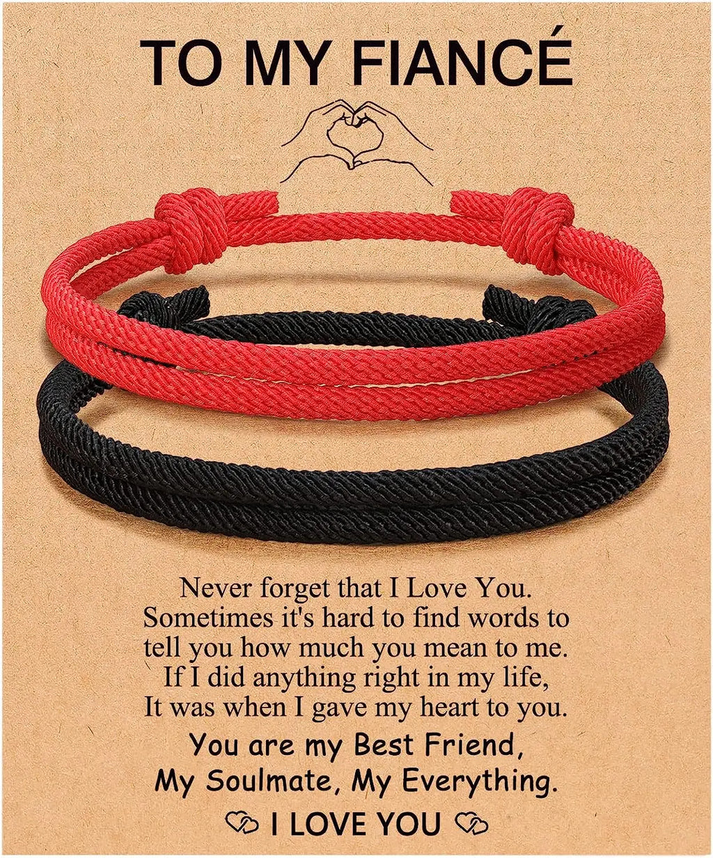 Couples Bracelets To My Men, Boyfriend, Girlfriend, My Love - Anniversary Valentines Day Birthday Christmas Gift for Him and Her